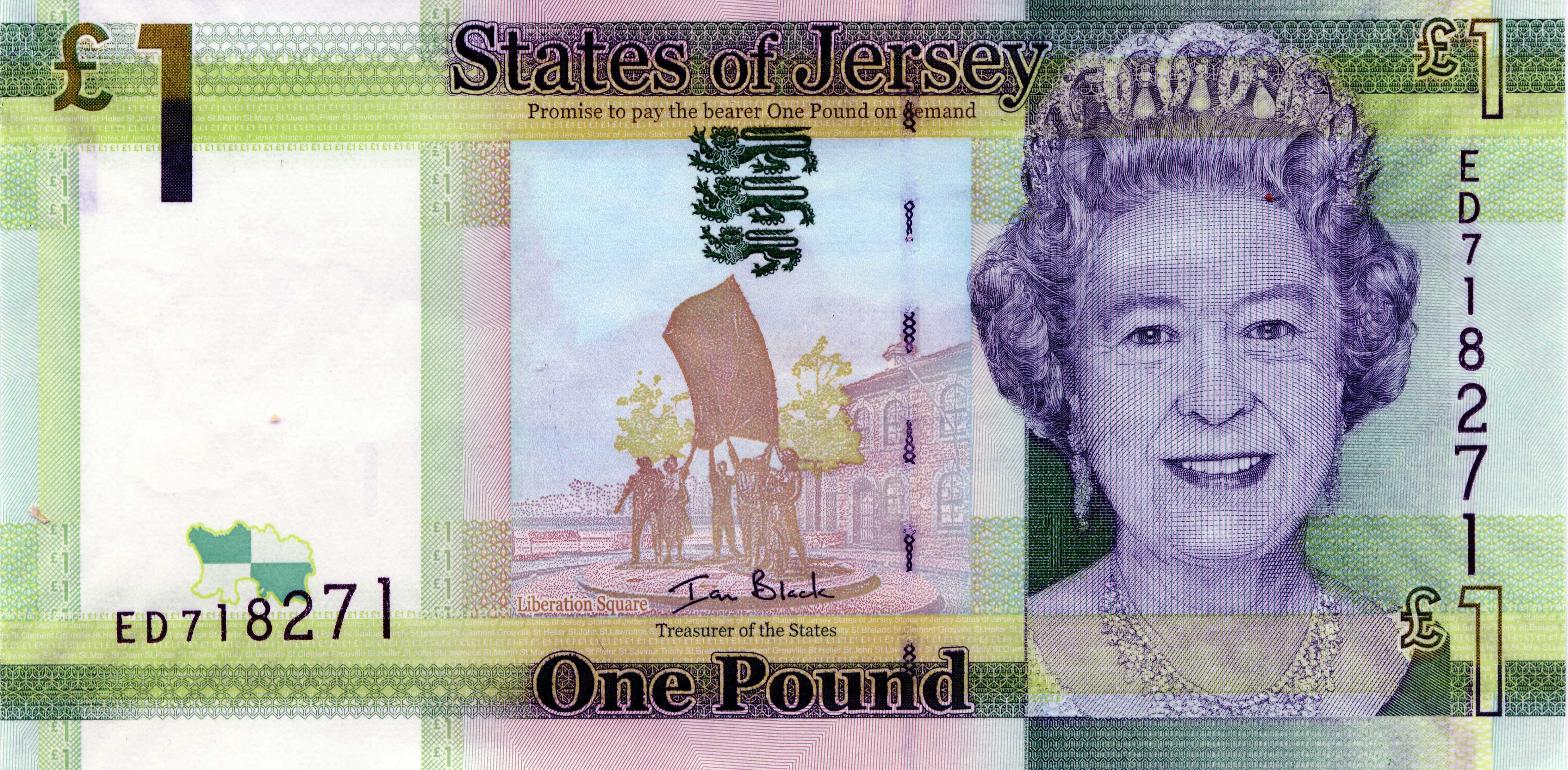 States of Jersey Currency – money – one pound note Etats De Jersey Une Livre Queen Elizabeth 2