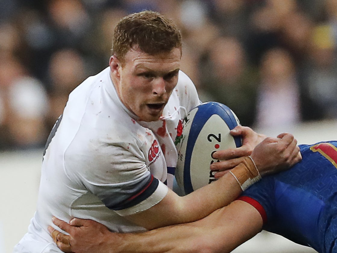 Sam Simmonds in action for England in 2018
