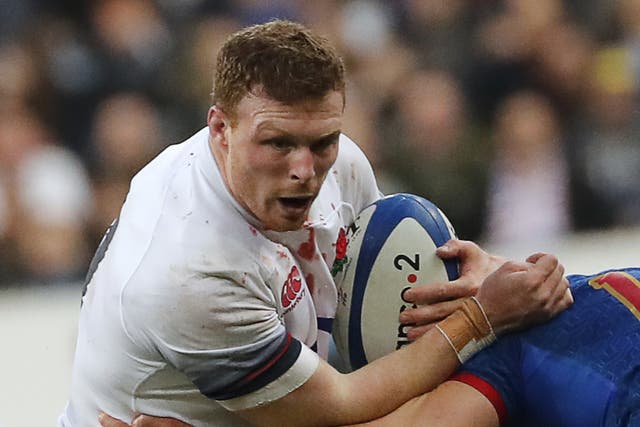 Sam Simmonds in action for England in 2018