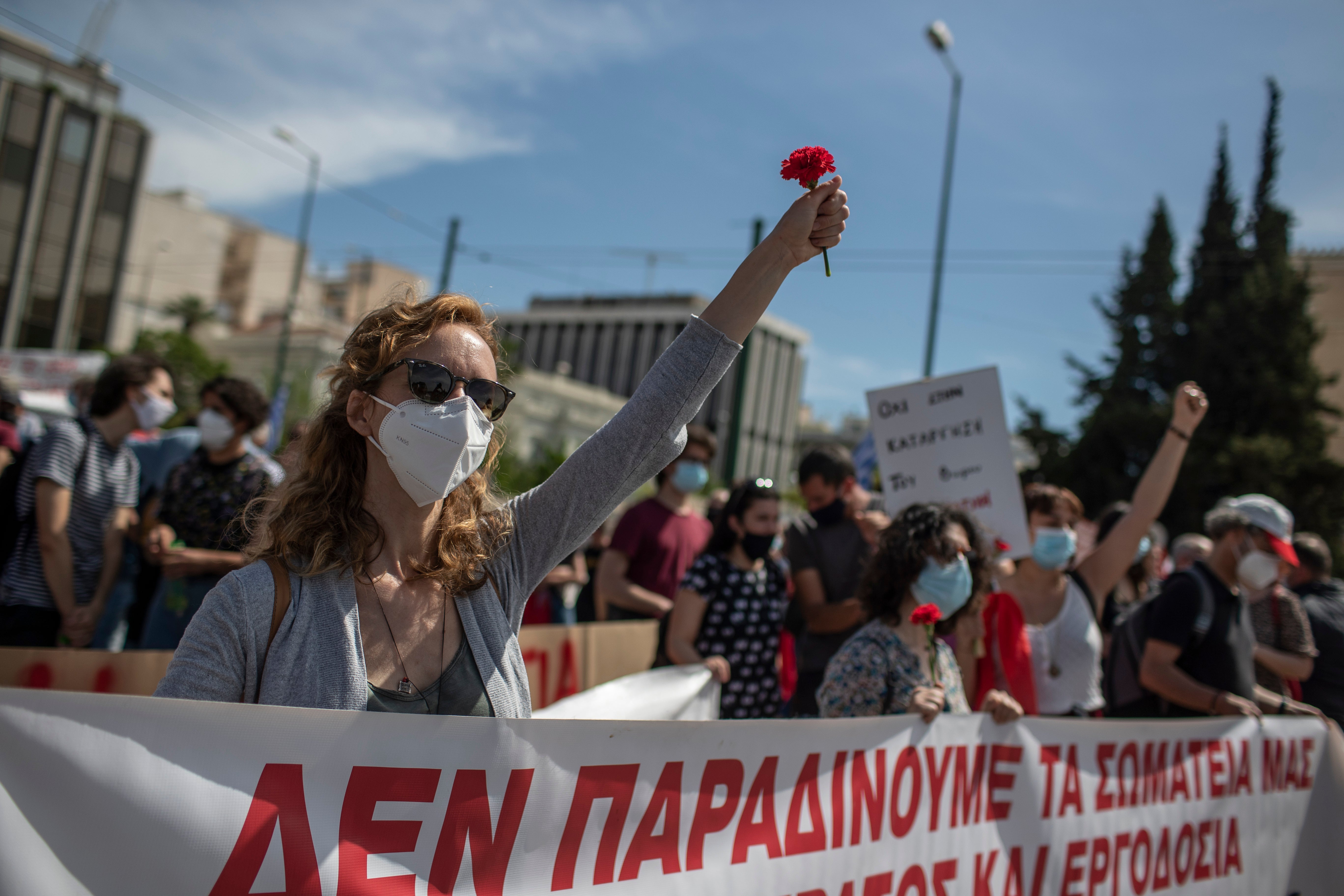 Virus Outbreak Greece May Day