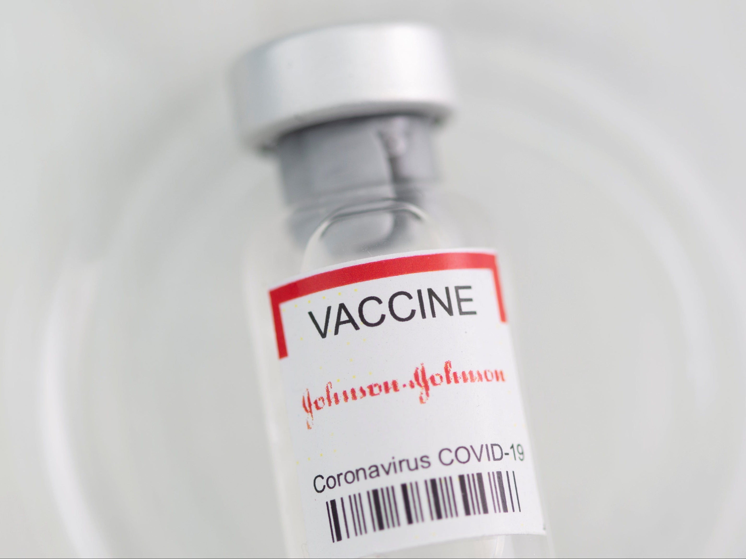 A vial of the Johnson & Johnson Covid vaccine