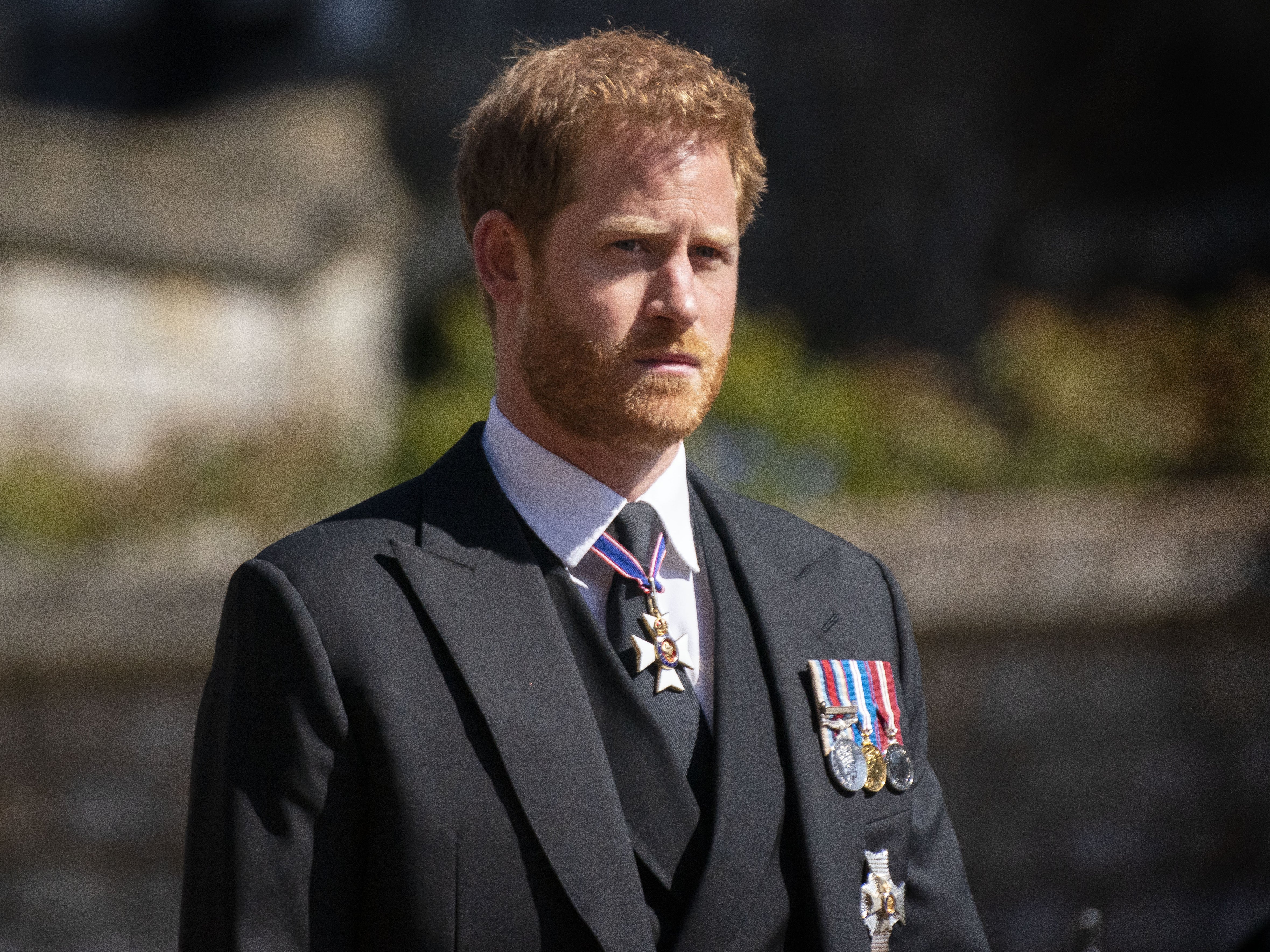 Prince Harry during the funeral of the Duke of Edinburgh
