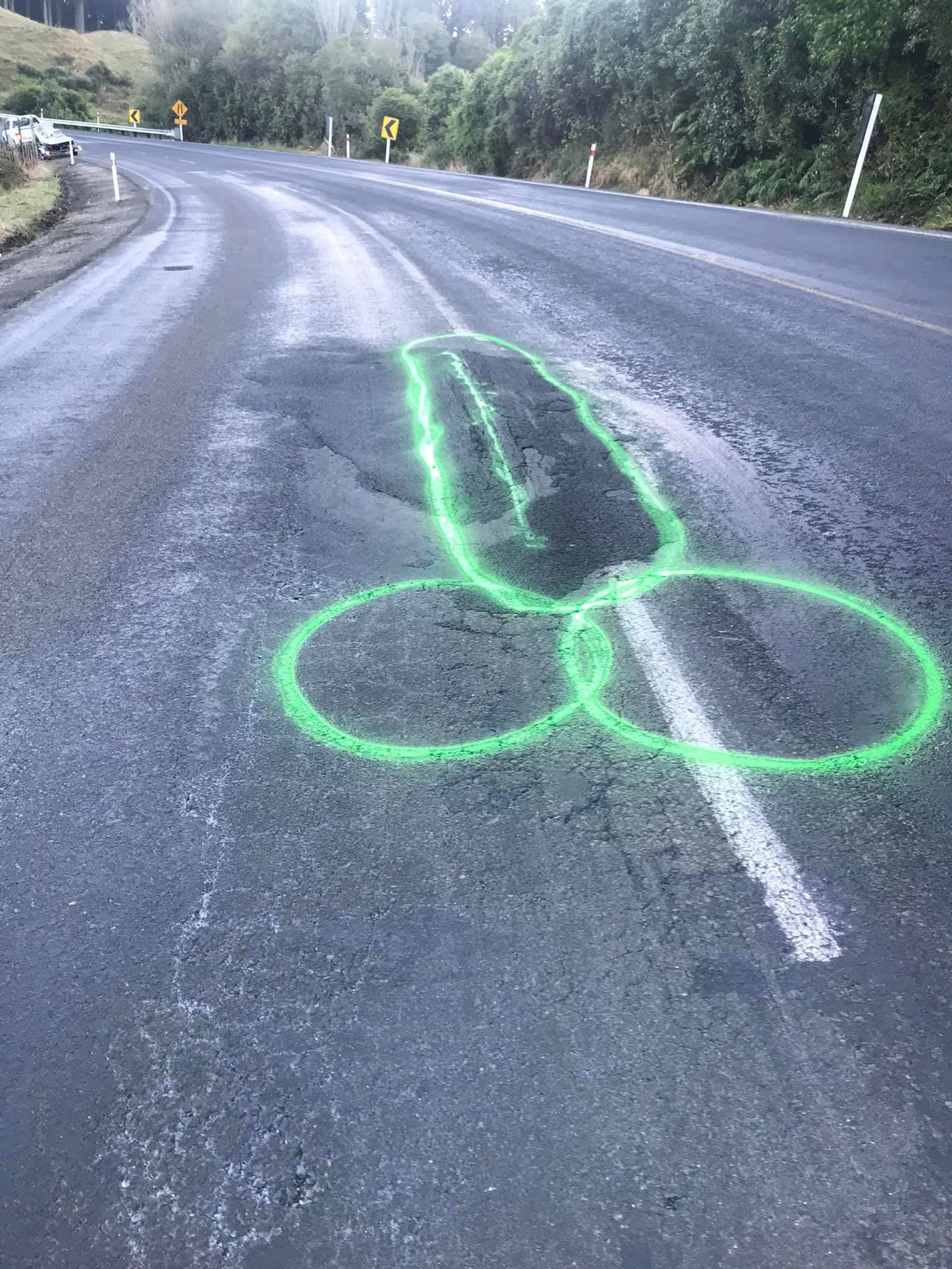 Mr Upson spray-painted neon green penises around potholes in Auckland