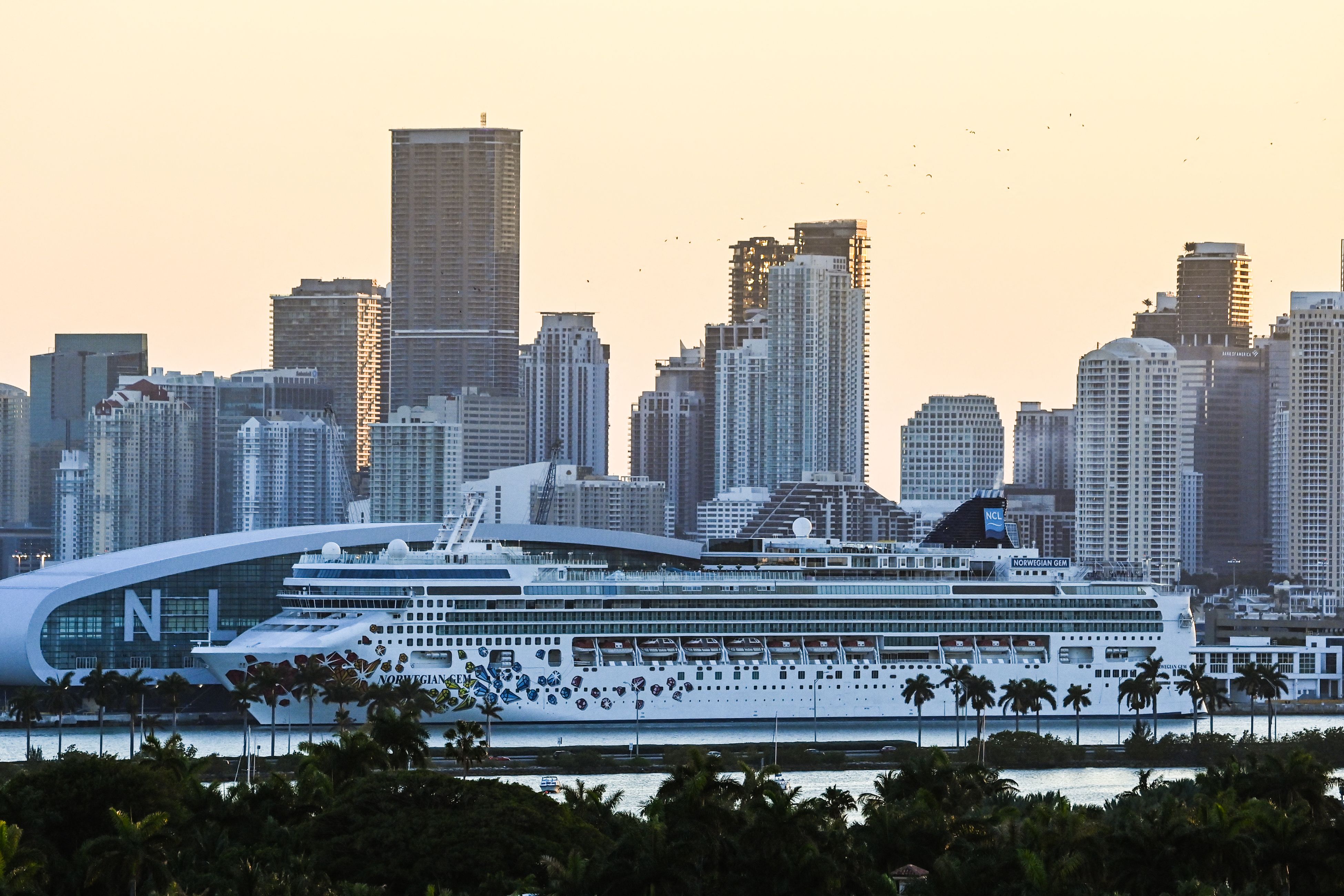File: Norwegian Gem cruise ship is seen at the Port of Miami