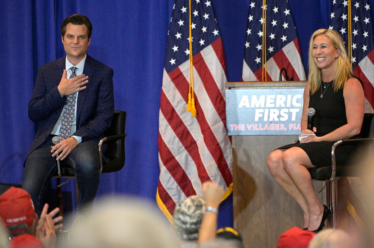 Matt Gaetz and Marjorie Taylor Greene star in strange double act aimed at pleasing Donald Trump