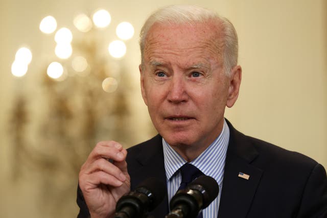 <p>President Joe Biden speaks on job numbers from April, 2021 at the East Room of the White House on 7 May, 2021 in Washington, DC</p>