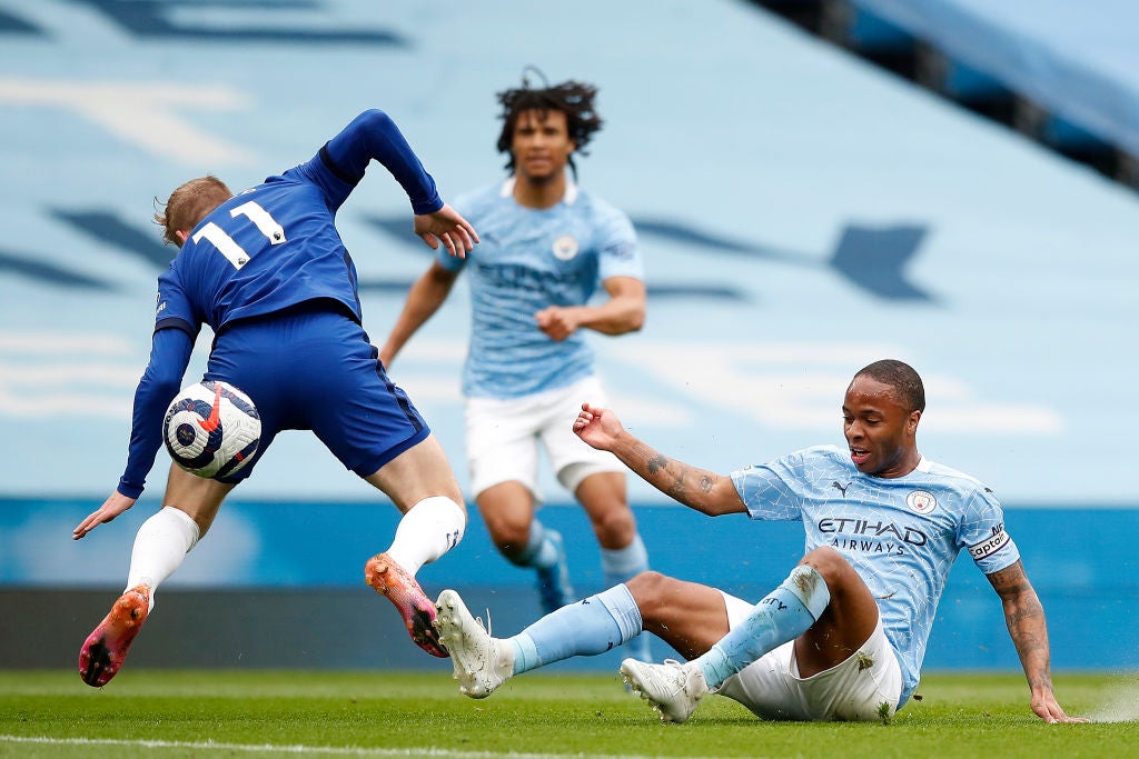 Sterling fouls Werner at the Etihad