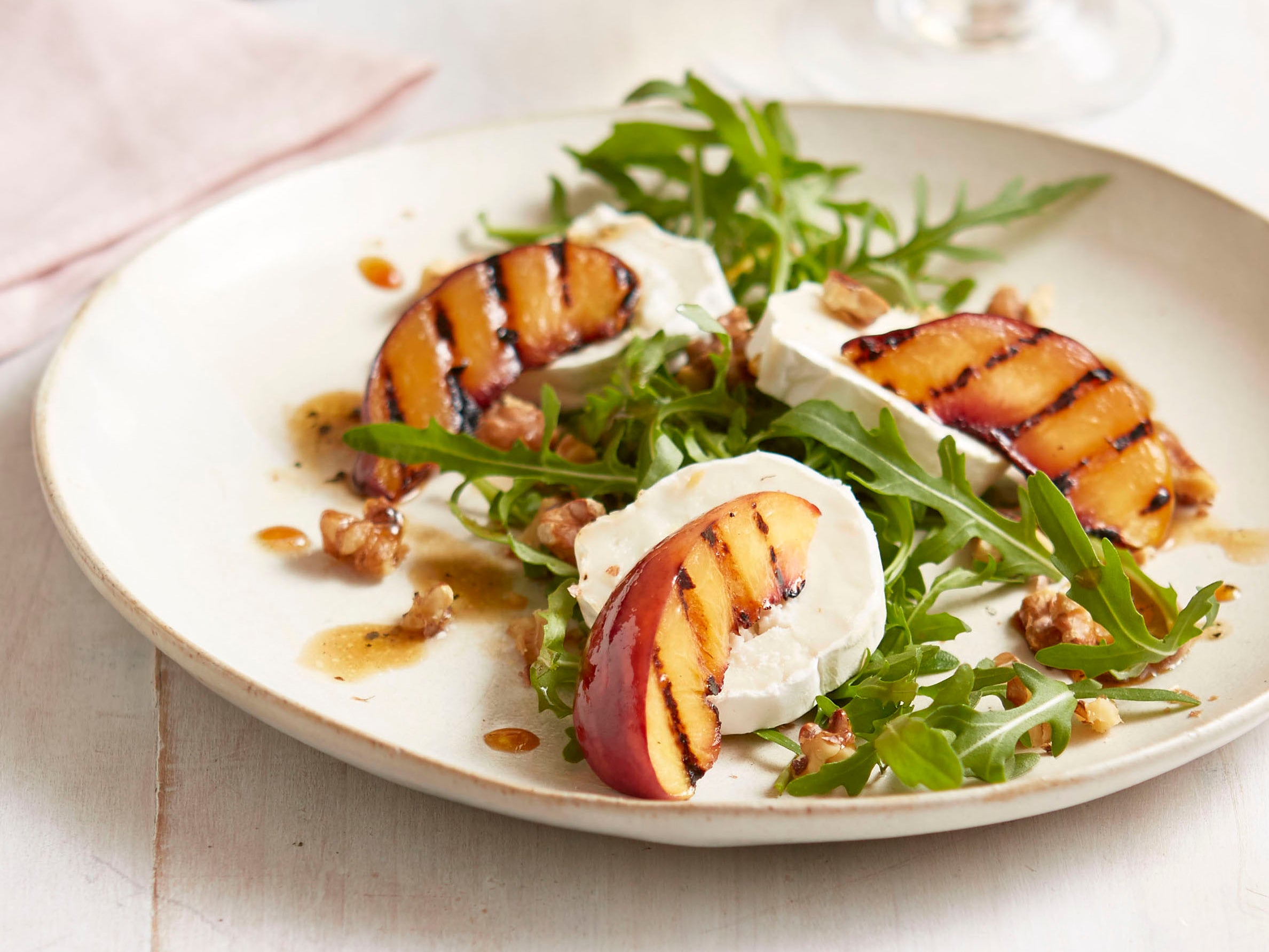 Grilled nectarine salad with rocket & goat’s cheese