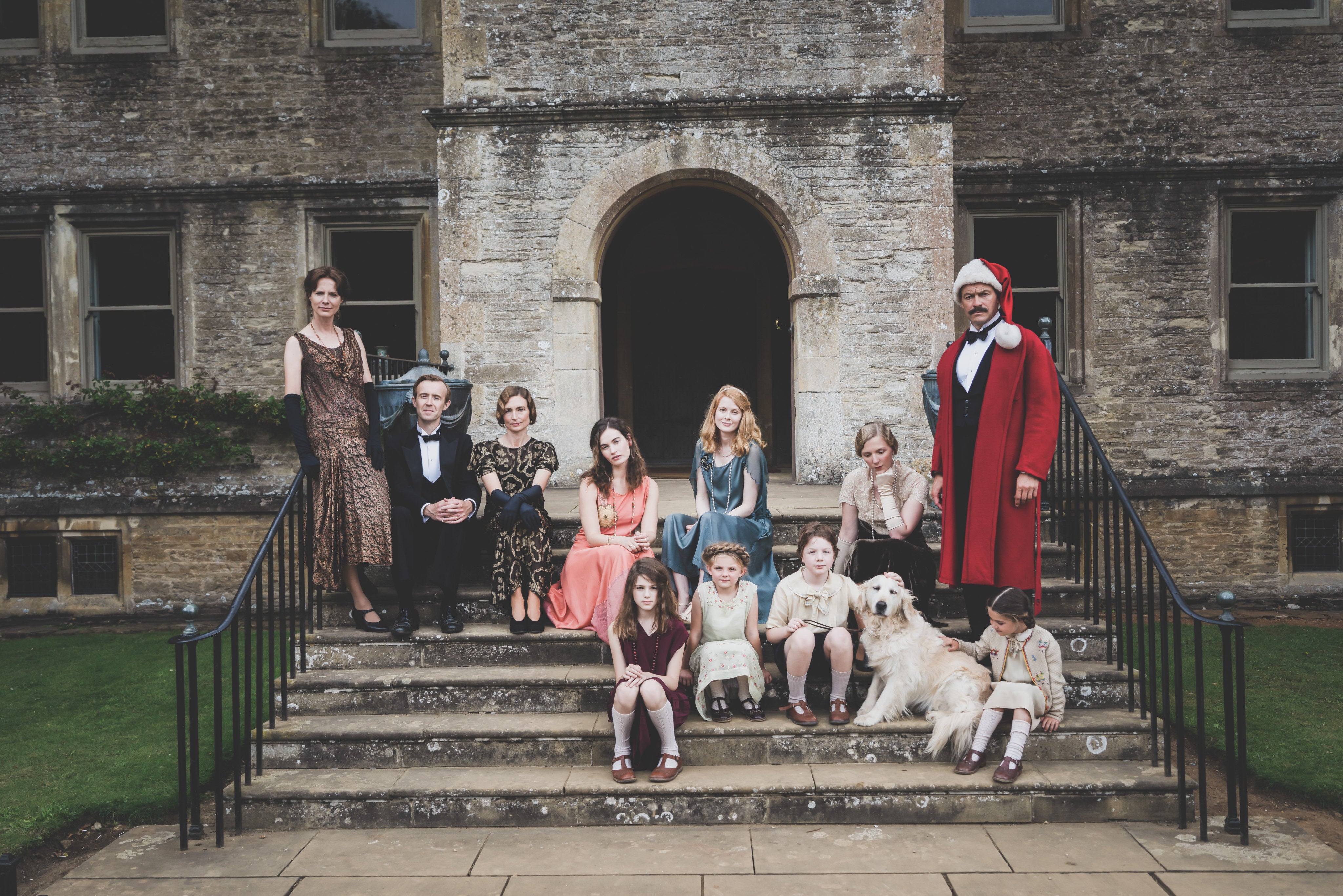 West (right) with James (pink dress) in a still from the BBC’s ‘The Pursuit of Love’