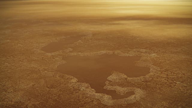 <p>On Titan, the lakes are not water but methane</p>
