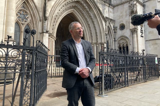 Tim Crosland speaks to media outside the Royal Courts of Justice, ahead of his hearing for contempt of court