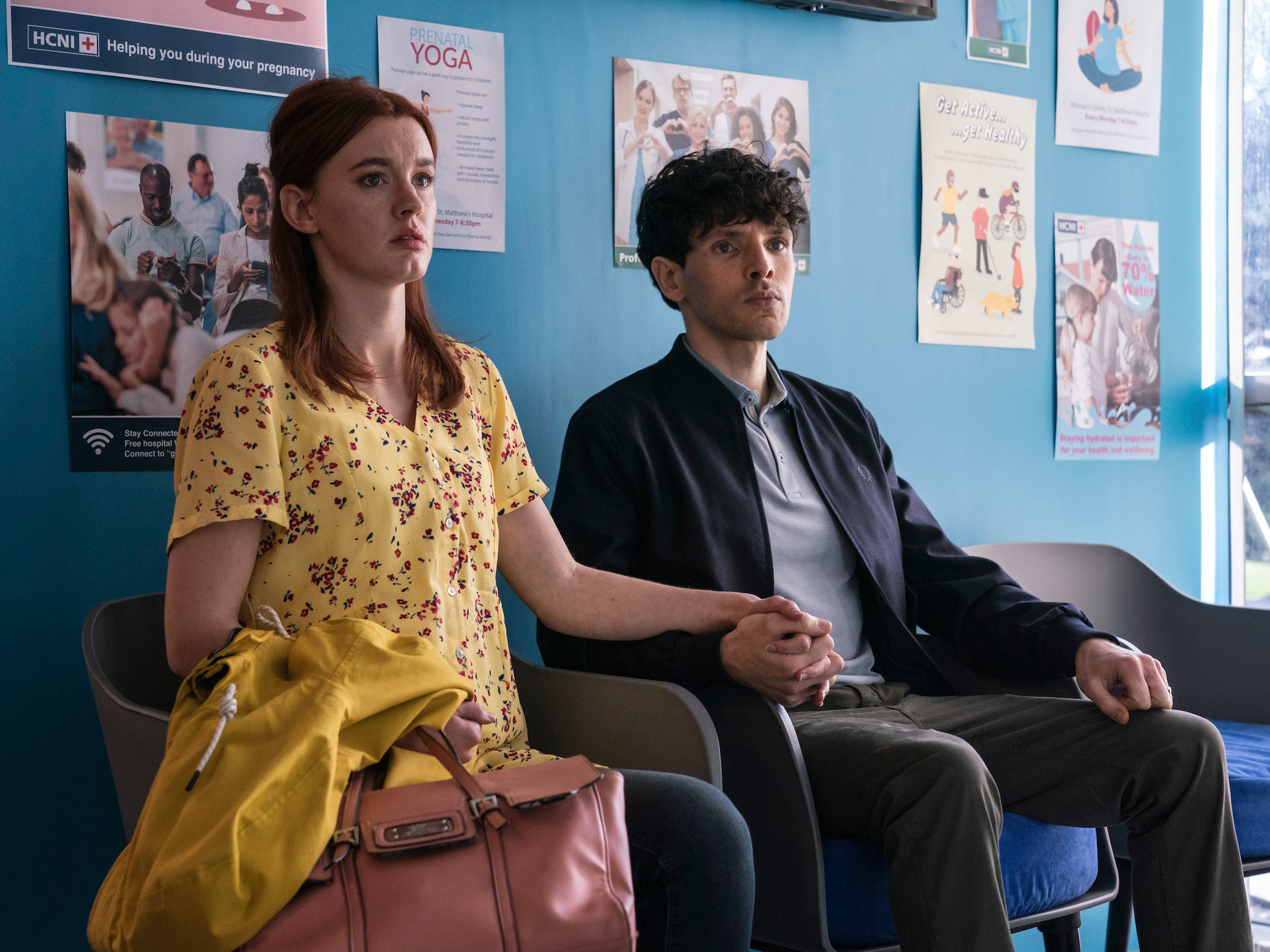 <p>Amy James Kelly and Colin Morgan star as Hannah and Jonathan</p>