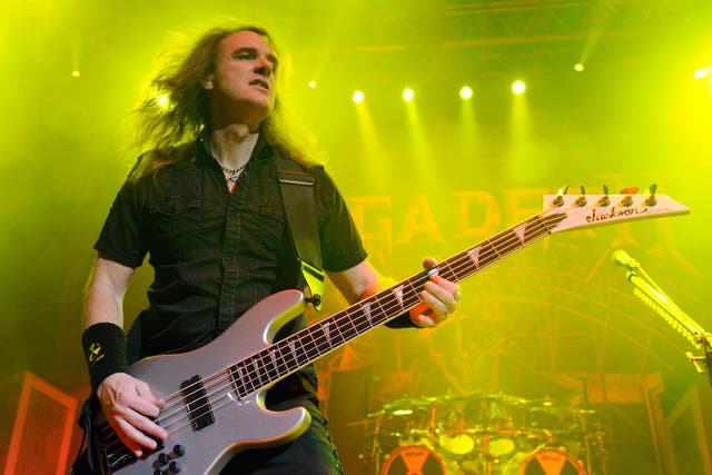 Megadeth bassist David Ellefson performs during the Jagermeister Fall Music Tour at The Pearl concert theater at the Palms Casino Resort October 20, 2010 in Las Vegas, Nevada
