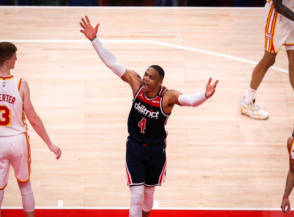 Russell Westbrook of the Washington Wizards celebrates