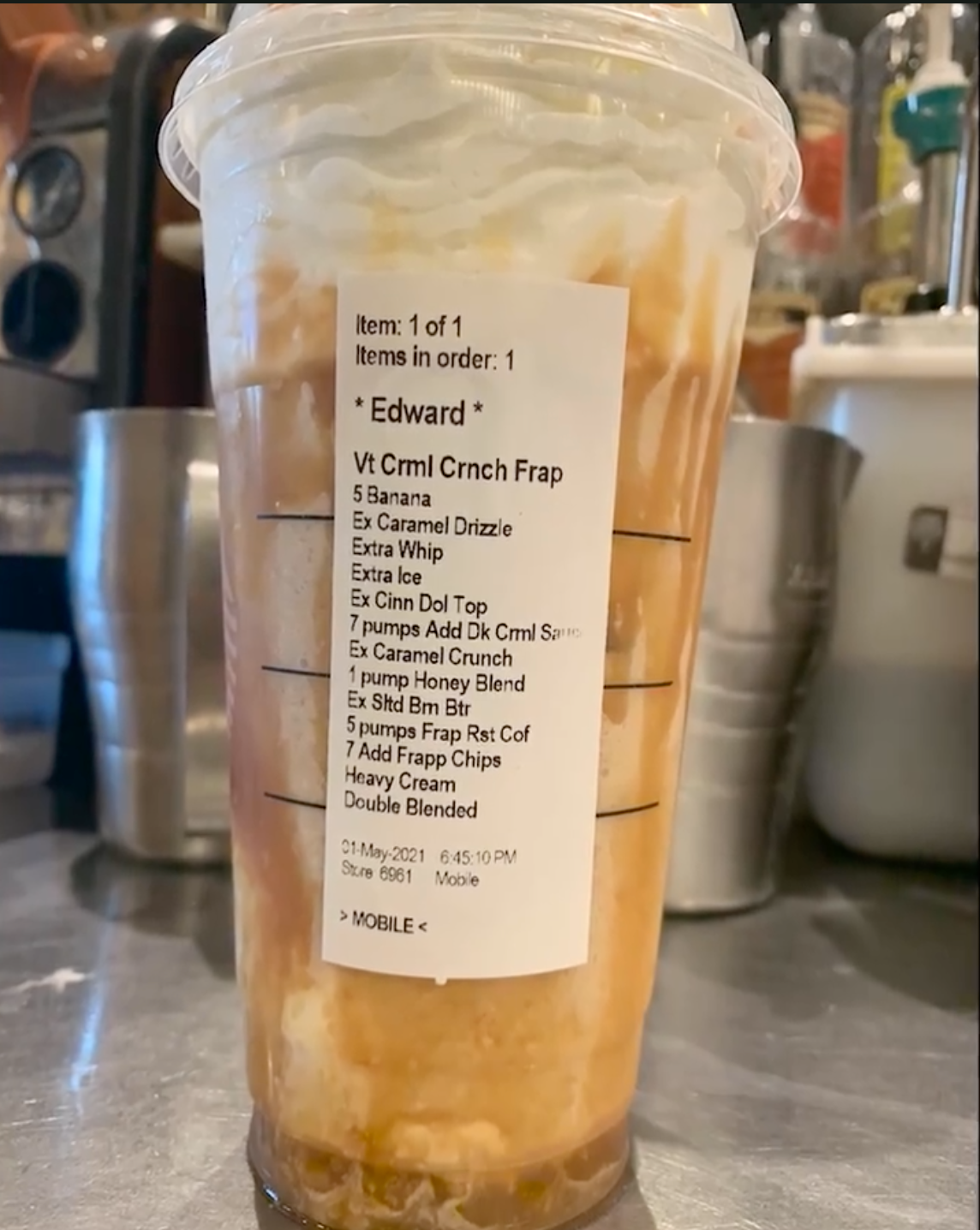 Jose Morales has struck up a friendship with the man who ordered this drink despite being fired for asking customers to stop requesting them.