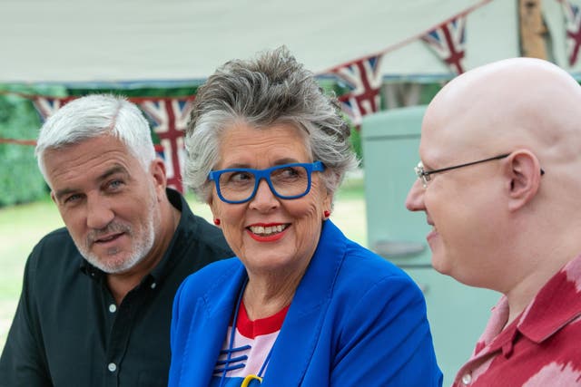 <p>‘Great British Bake Off’ star Prue Leith (centre)</p>
