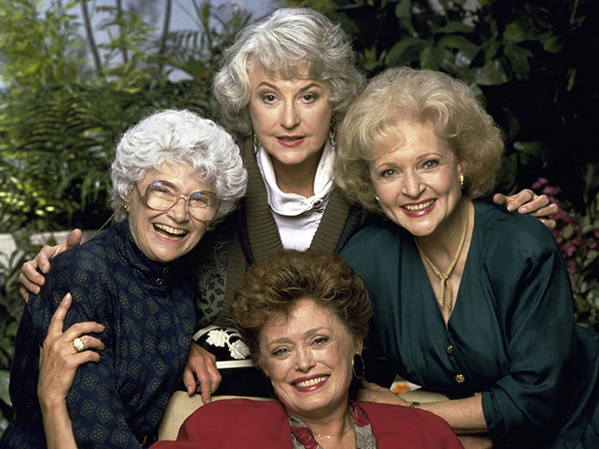 White (right) alongside Estelle Getty, Bea Arthur and Rue McClanahan in The Golden Girls