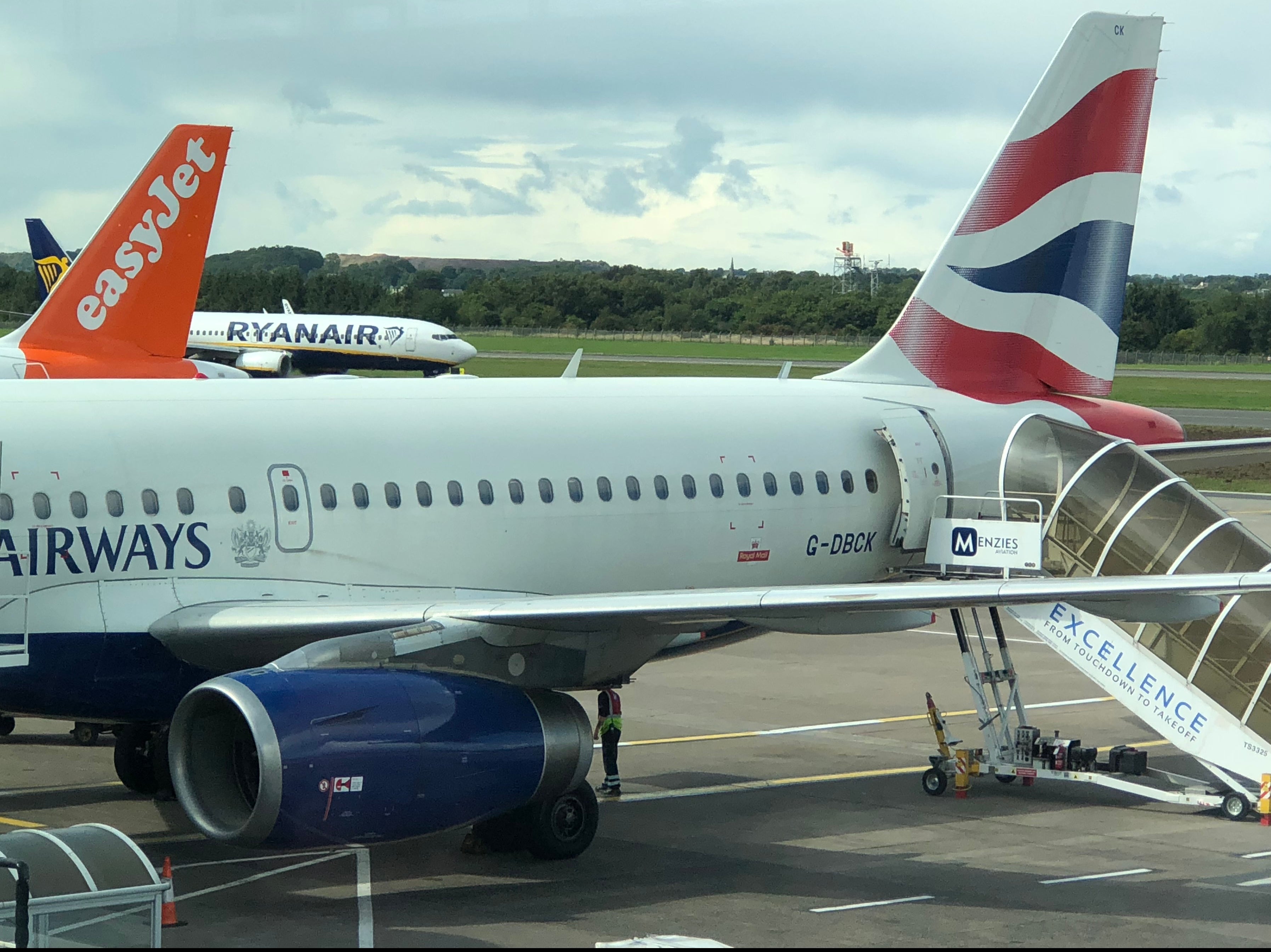 Opening up: easyJet, Ryanair and British Airways aircraft at Edinburgh airport
