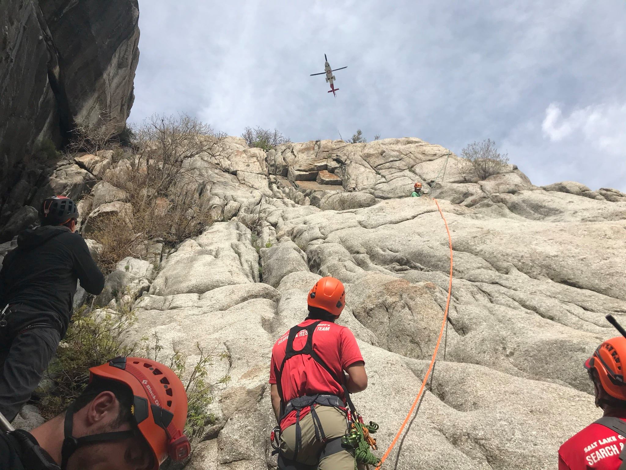 Salt Lake County Sheriff’s Search and Rescue teams try to rescue a climber in Utah who pulled a refrigerator sized rock onto himself in a region known as “Certain Death."