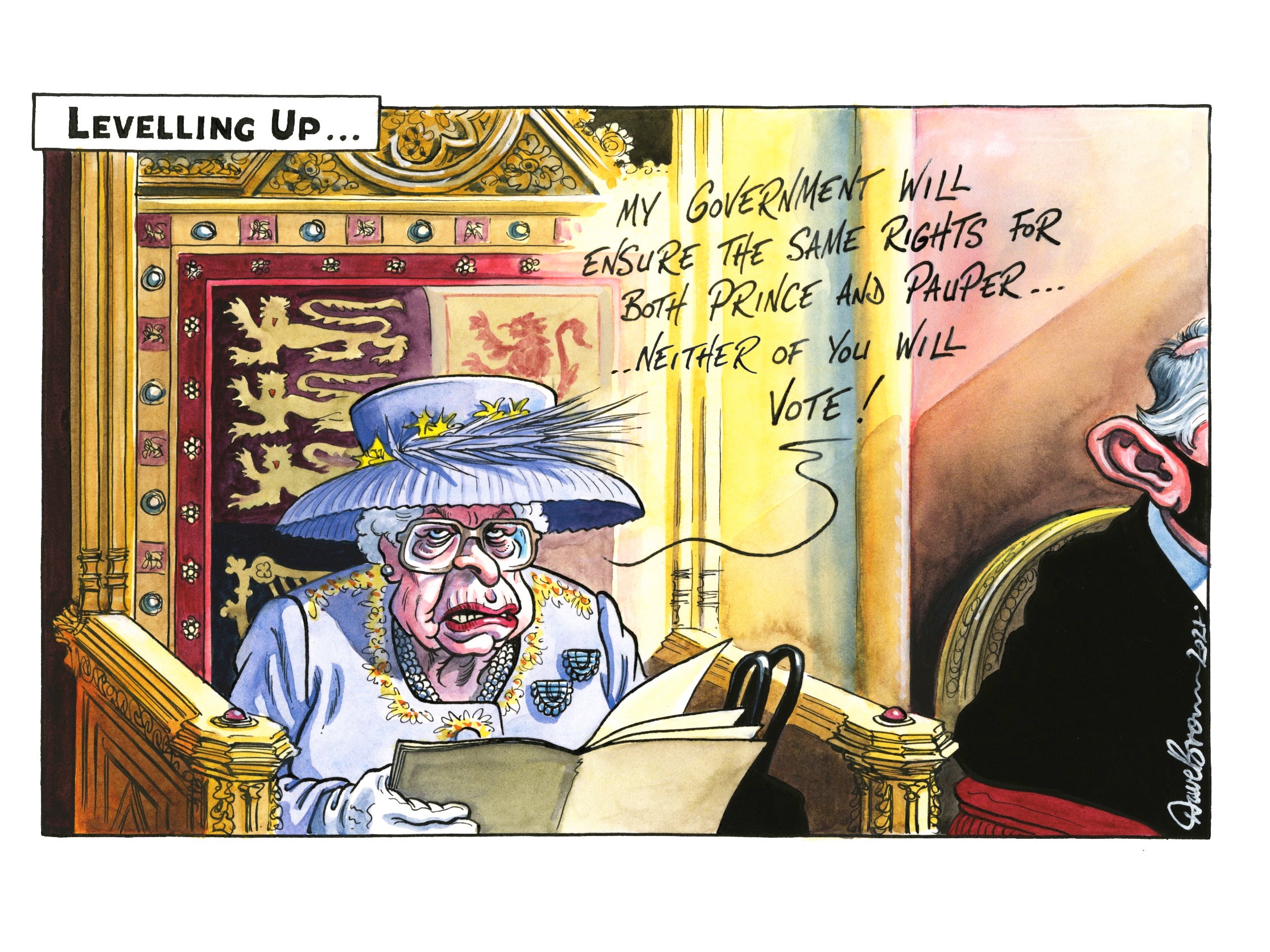 The Queen in the House of Lords chamber during the state opening of parliament on Tuesday
