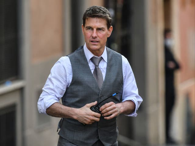 Tom Cruise during the filming of Mission: Impossible 7 on 6 October 2020 in Rome