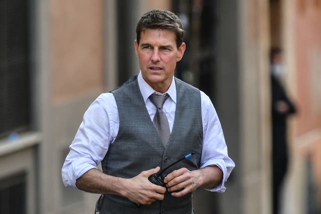 Tom Cruise during the filming of Mission: Impossible 7 on 6 October 2020 in Rome