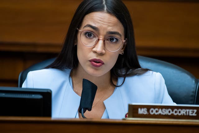 <p>FIle Image:  Rep. Alexandria Ocasio-Cortez  questions Postmaster General Louis DeJoy during a hearing before the House Oversight and Reform Committee on 24 August 2020 in Washington, DC</p>