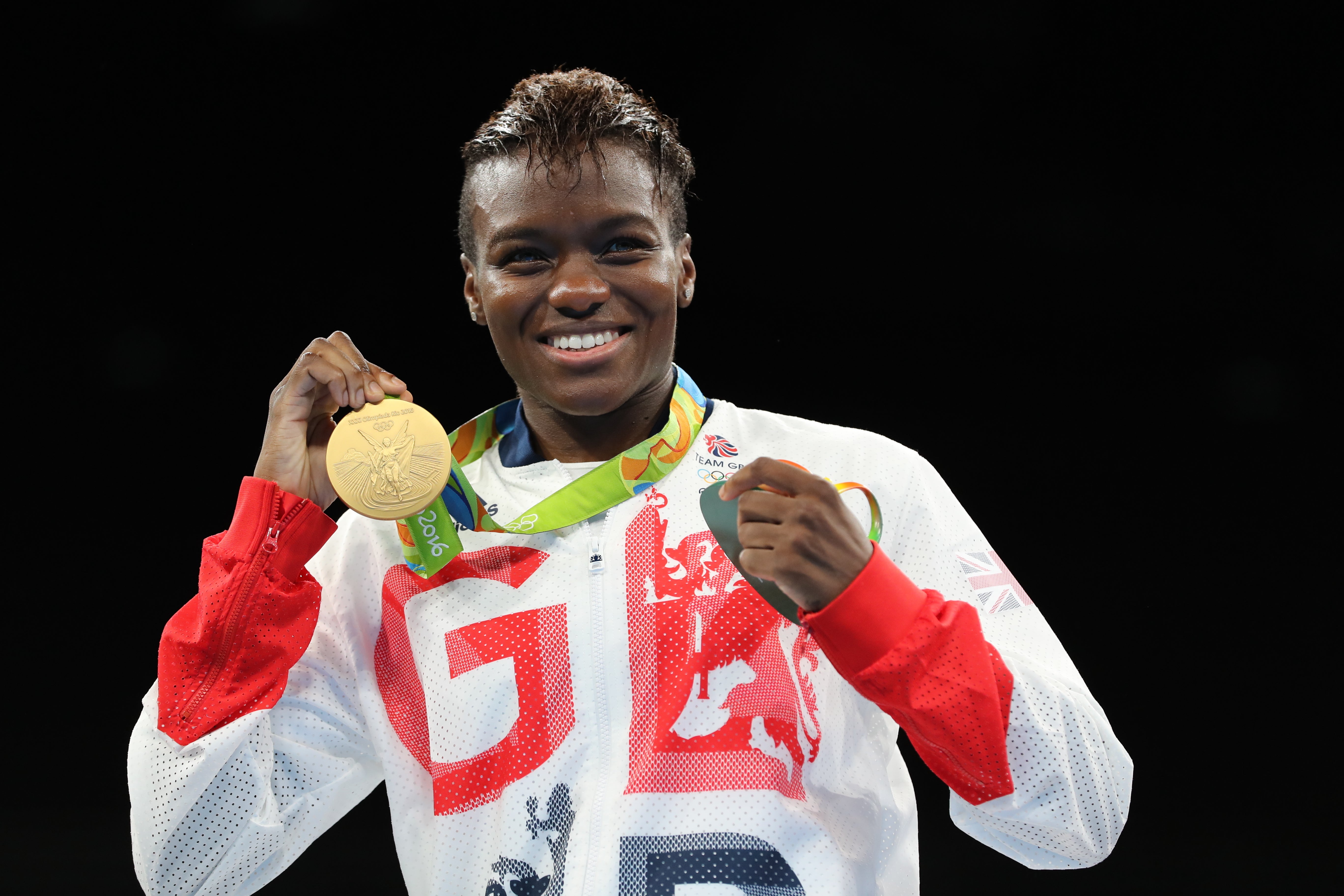 Great Britain's Nicola Adams with her gold medal at Rio 2016.