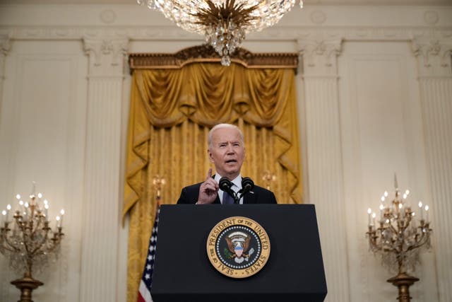 <p>Joe Biden delivers remarks on the economy in the East Room of the White House on 10 May after a weaker than expected April jobs report</p>