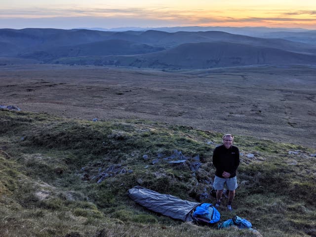 Bring on the bivvy: Paul Kirkwood gets ready for a night outdoors