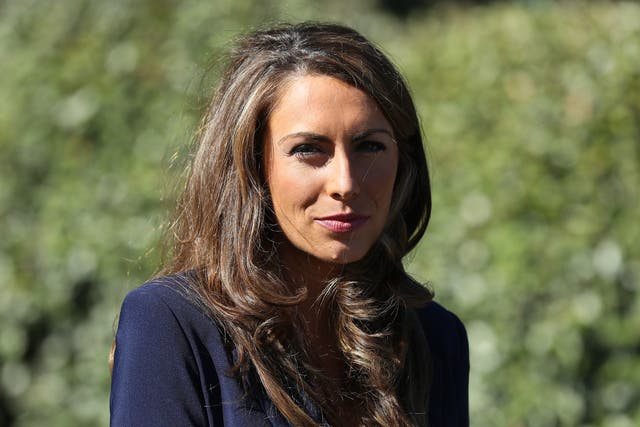 <p>Alyssa Farah talks with reporters outside the West Wing on October 08, 2020 in Washington, DC</p>