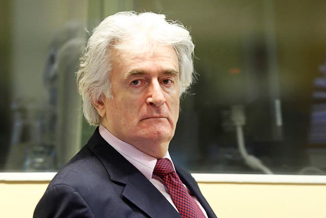 <p>Radovan Karadzic in The Hague in 2009</p>