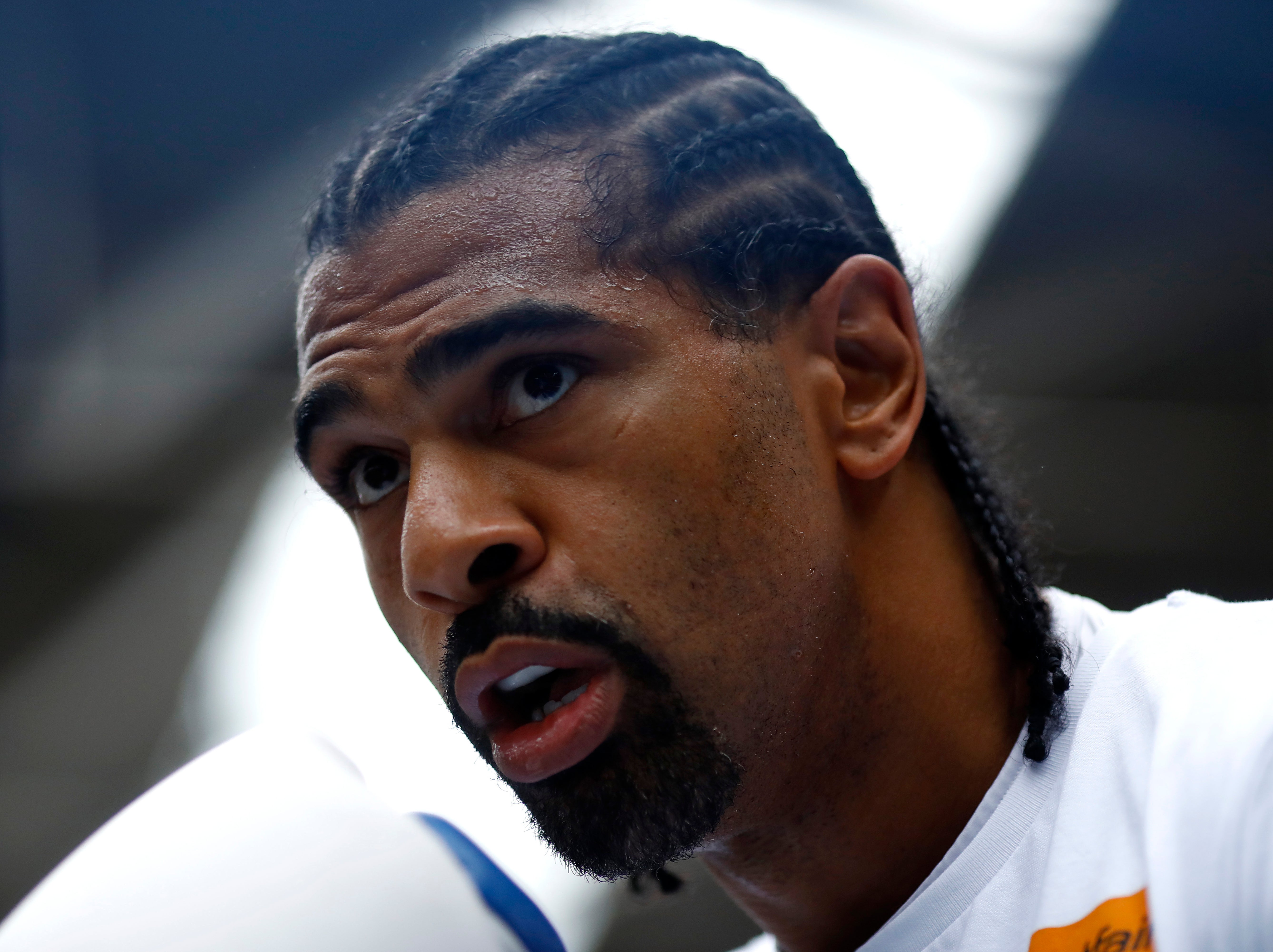 David Haye at an open workout in 2018 ahead of his final bout, against Tony Bellew