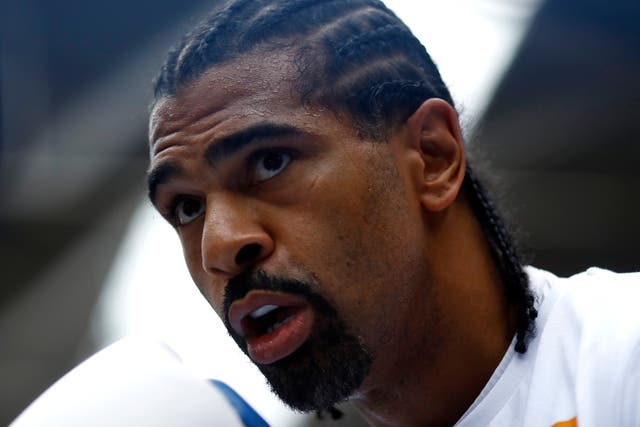<p>David Haye at an open workout in 2018 ahead of his final bout, against Tony Bellew</p>