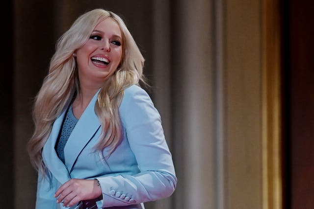 <p>Tiffany Trump arrives to deliver a pre-recorded speech on the second day of the Republican National Convention 2020</p>