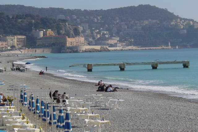Opening up? The beach at Nice in southern France, currently on the UK ‘green list'