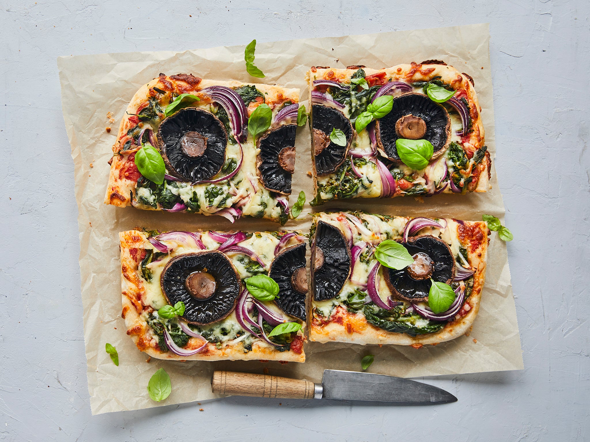 This tray-baked mushroom pizza is a total crowd pleaser