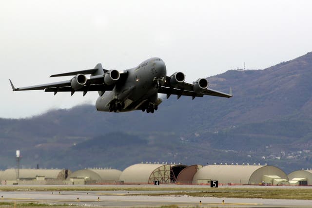 File Photo: A US Air Force C-17 pictured at Aviano air base in Italy