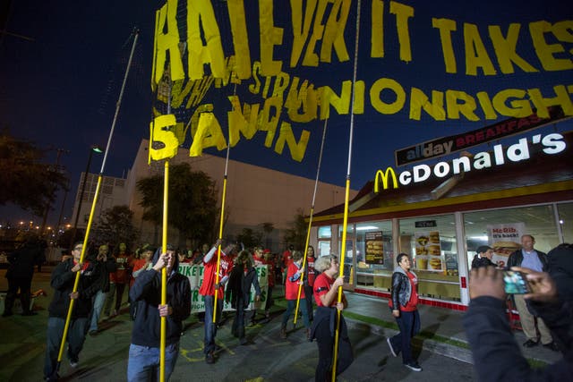 <p>McDonald’s workers will join a Fight For $15 strike on 19 May.</p>