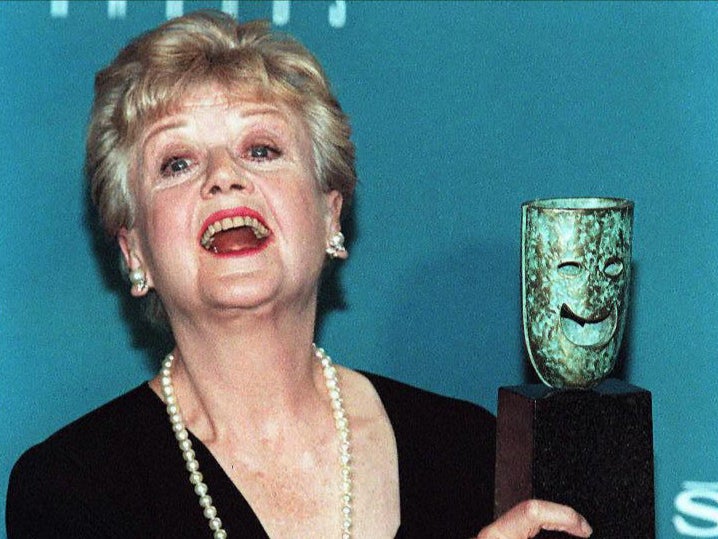 Angela Lansbury with her Lifetime Achievement Award given to her by the Screen Actors Guild in 1997
