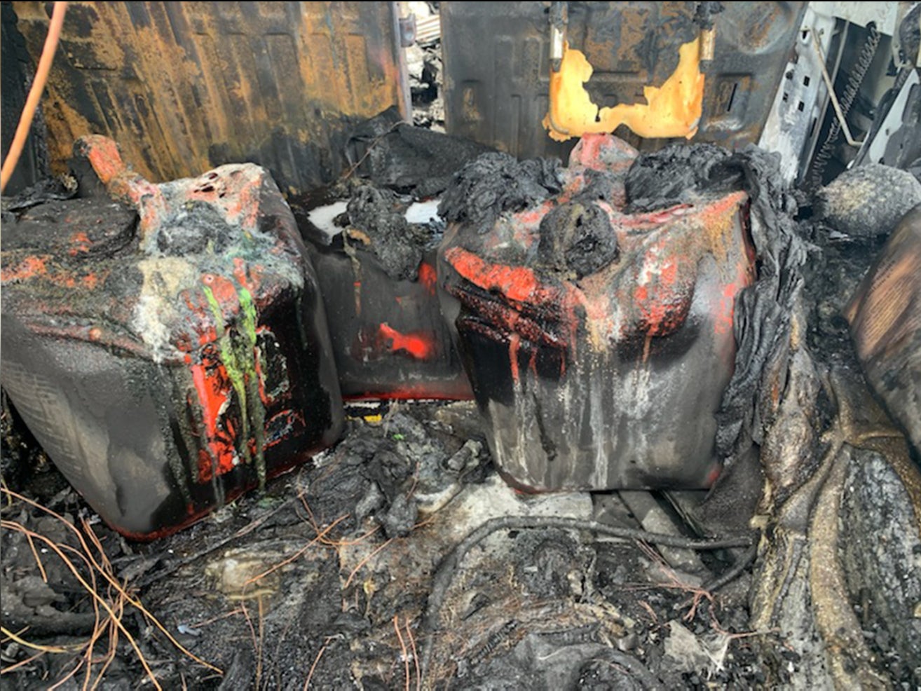 A Hummer carrying four cans of gas burst into flames just after filling up north of Tampa, Florida on 12 May, 2021.