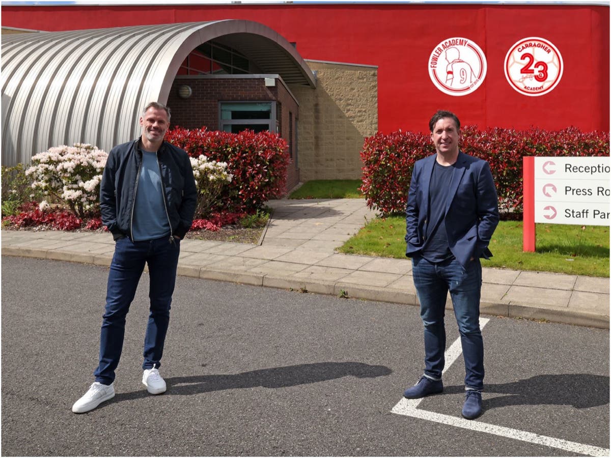 Jamie Carragher and Robbie Fowler take over Melwood training ground