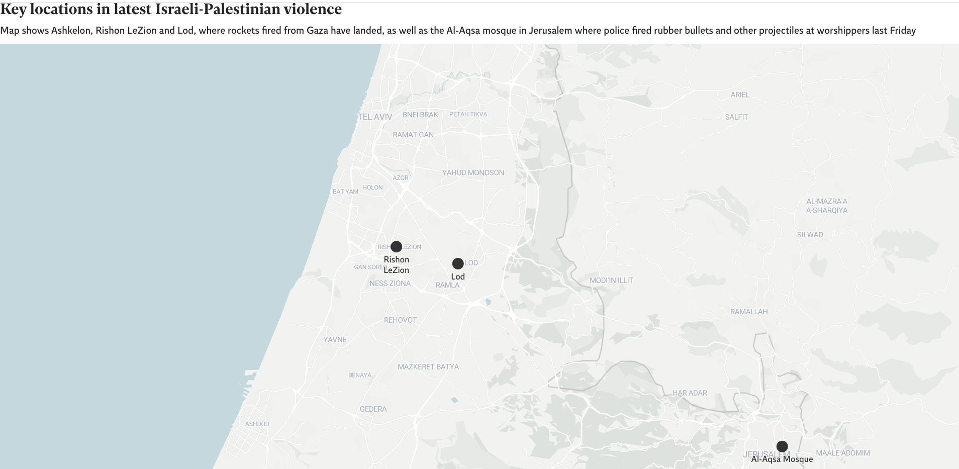 Key locations in latest Israeli-Palestinian violence