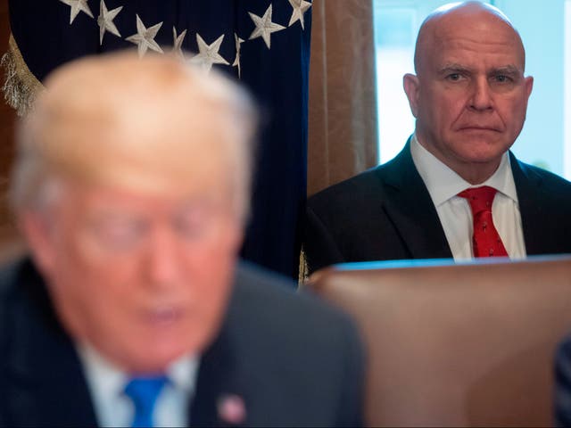 <p>National Security Adviser HR McMaster alongside President Donald Trump in 2017</p>