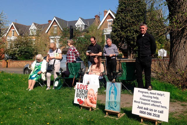 <p>An anti-abortion vigil outside a MSI Reproductive Choices clinic in Ealing in west London that provides contraception and abortions back in 2018</p>