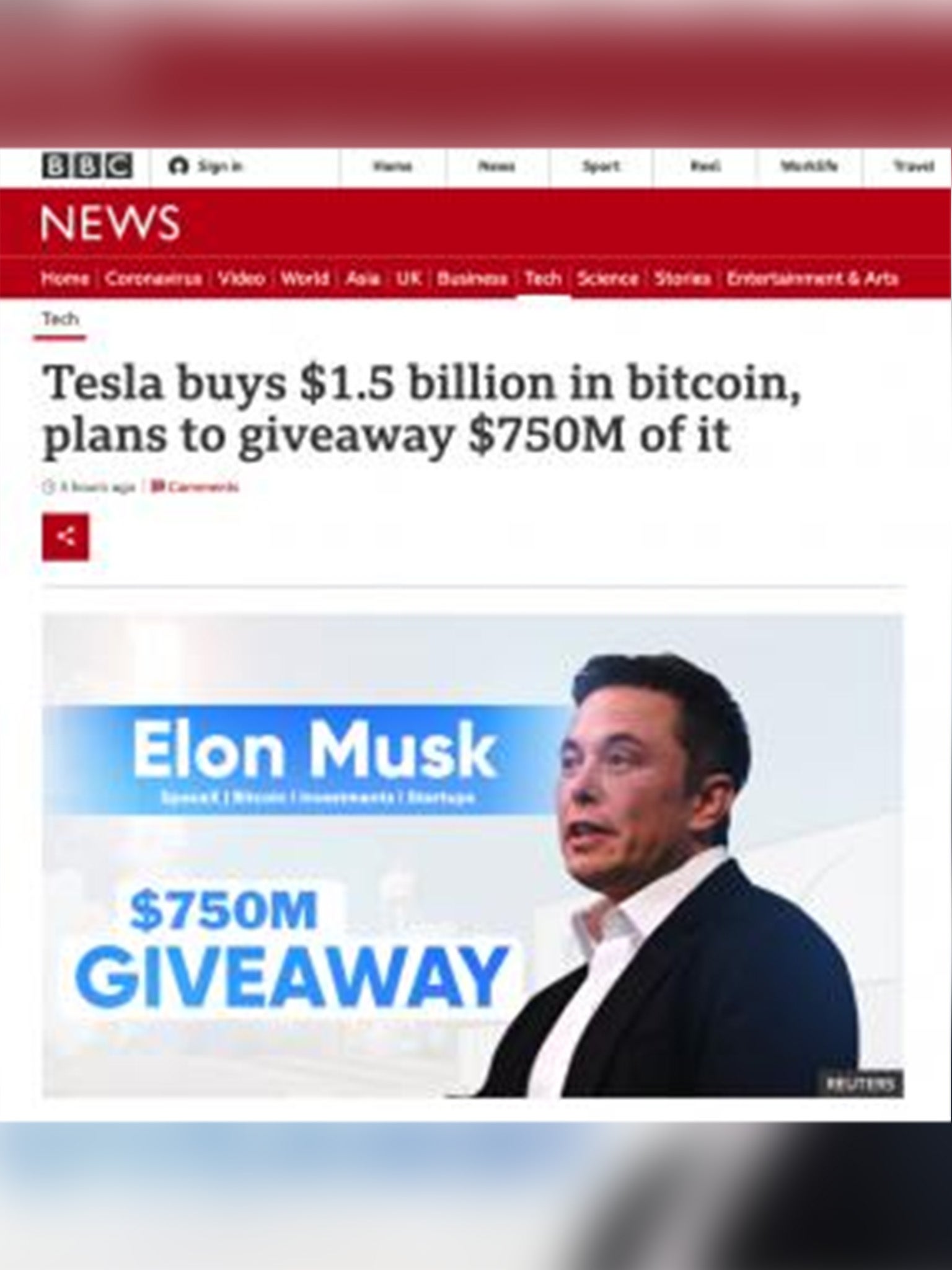 Musk’s image used to draw investors on mock-BBC News site