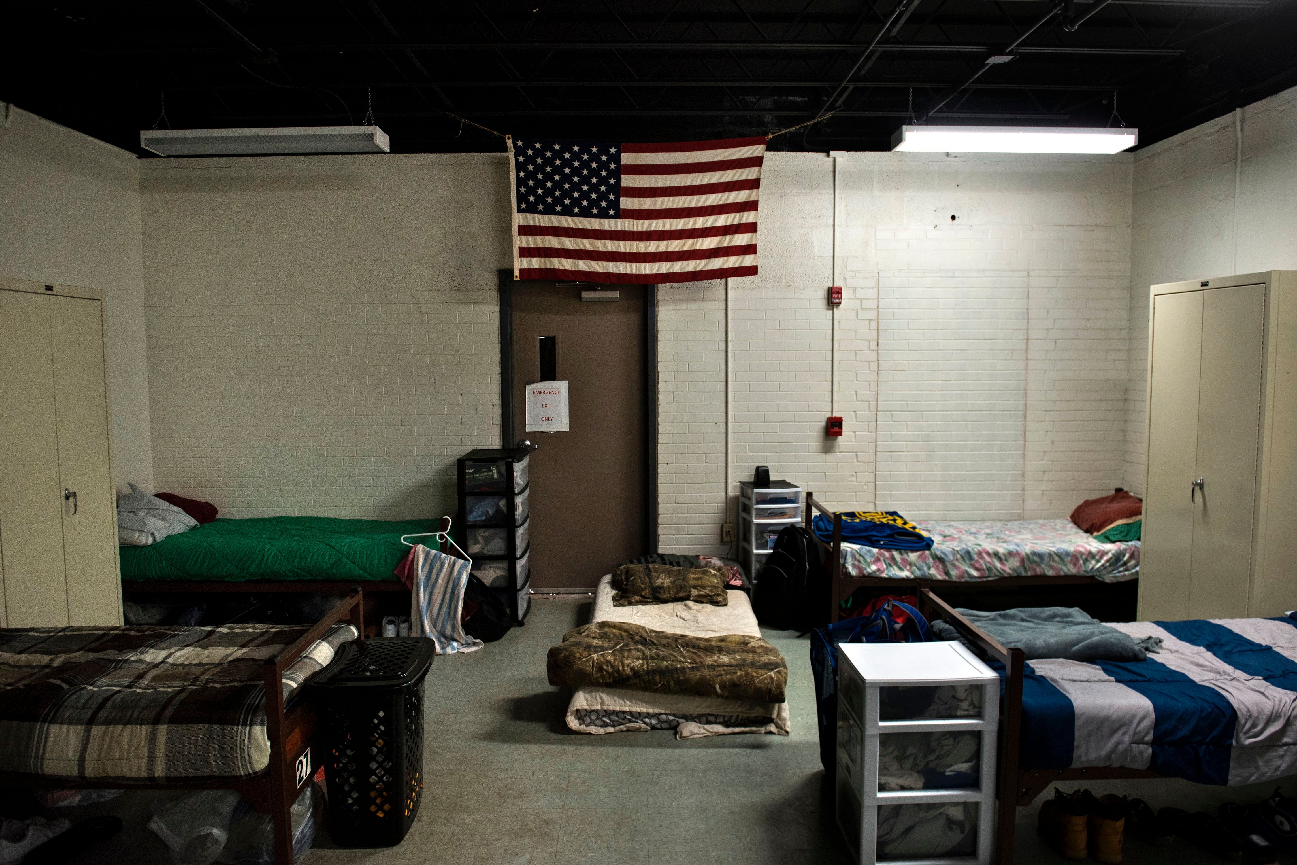 A dorm room for clients recovering from drug addiction is seen at Recovery Point on April 19, 2017 in Huntington, West Virginia