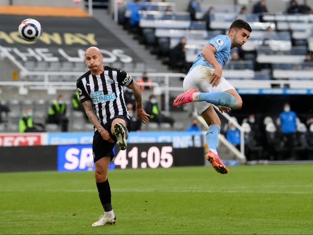 Ferran Torres scores for Manchester City with a volleyed back heel