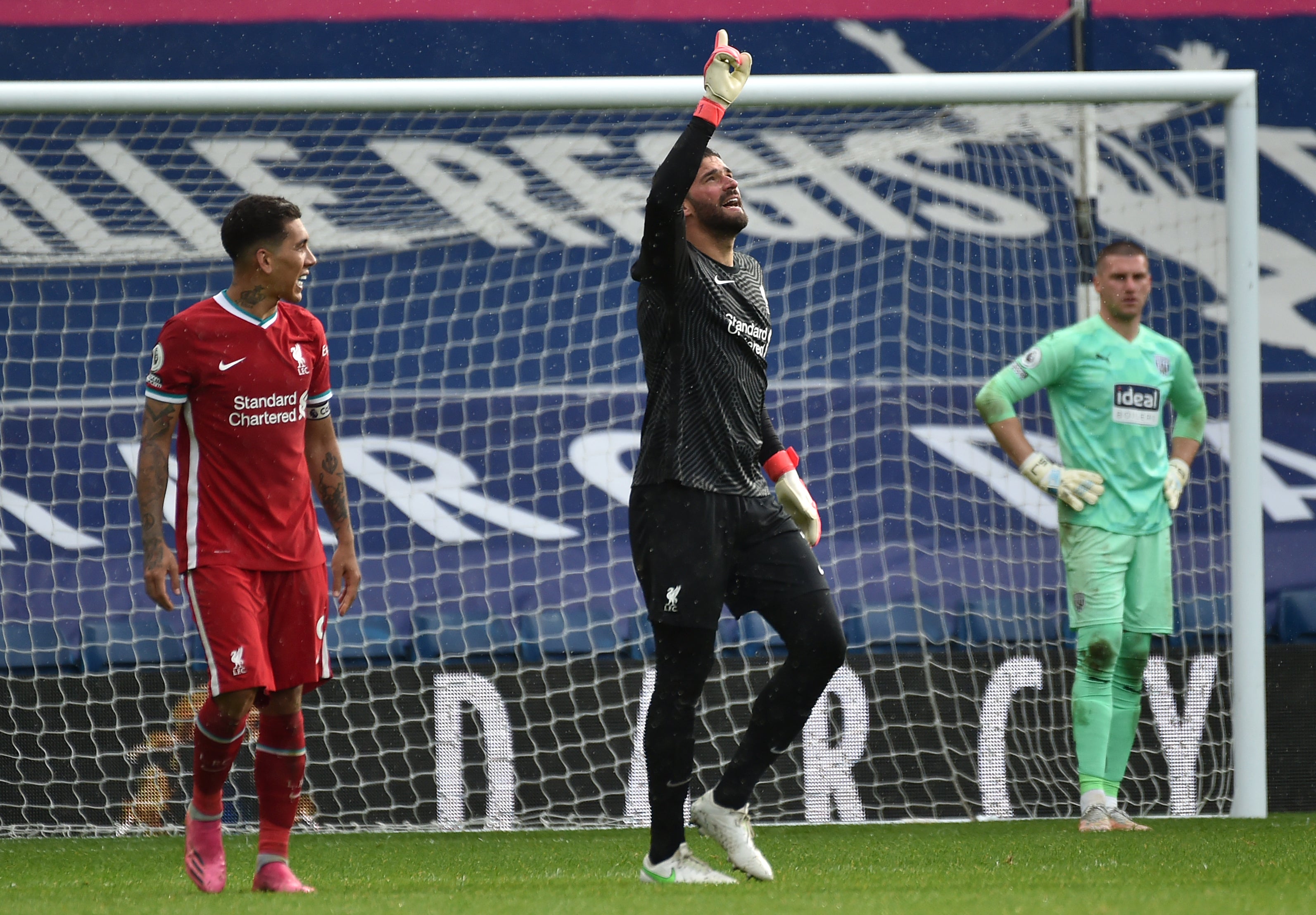 Alisson celebrates scoring Liverpool’s winning goal
