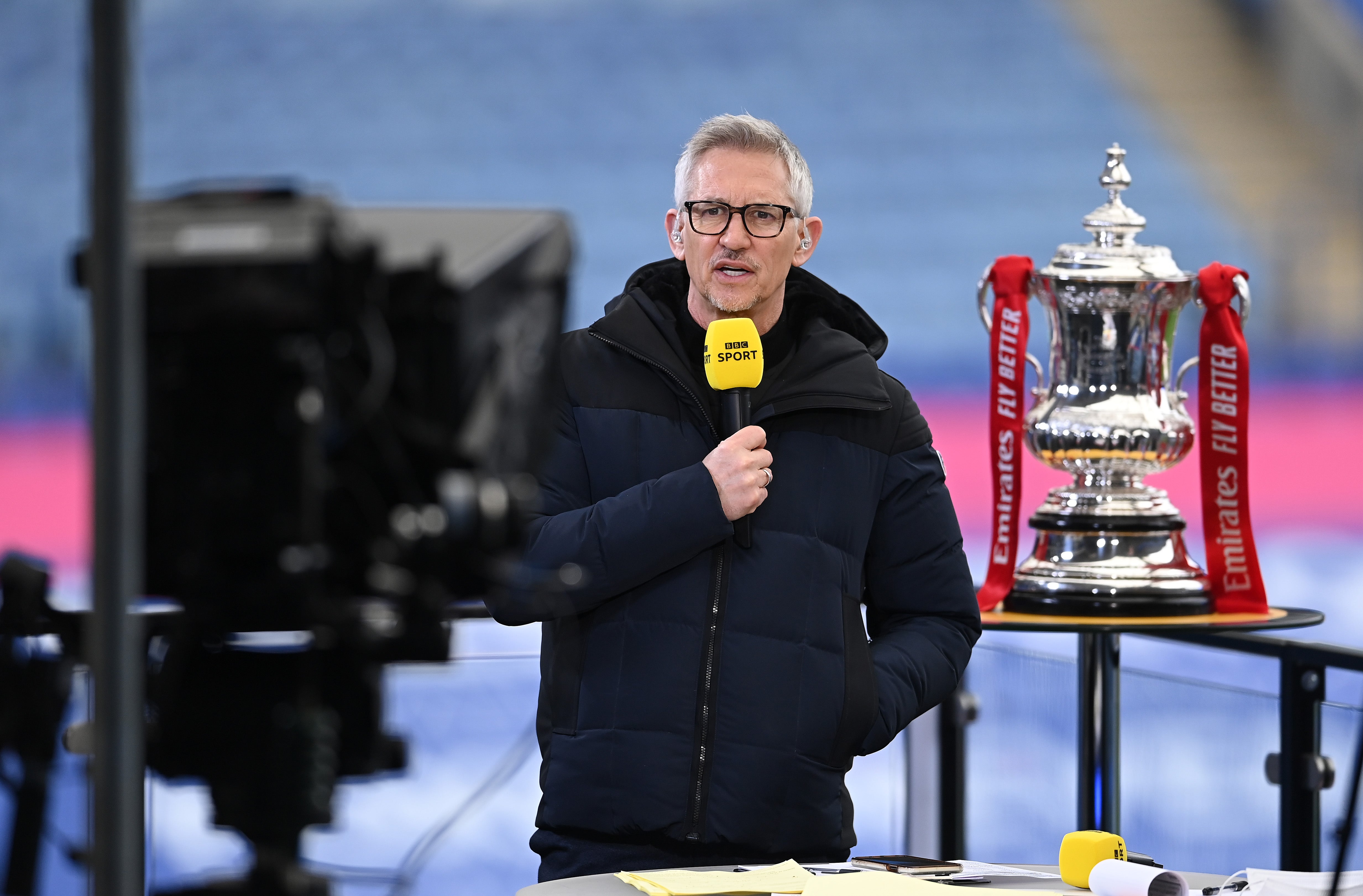 Gary Lineker presenting the FA Cup final on the BBC
